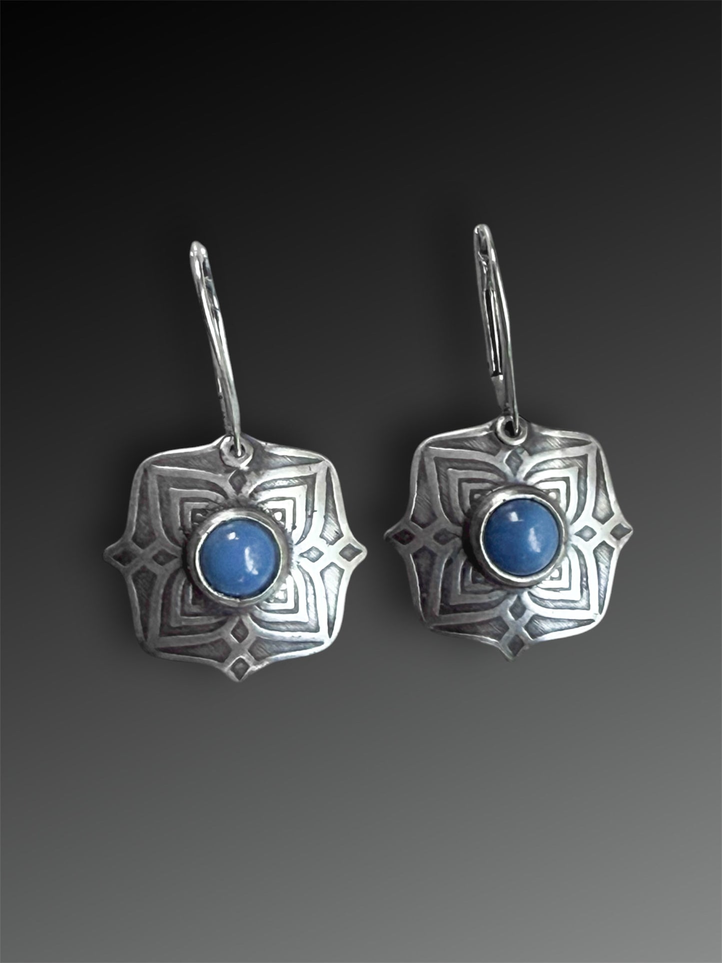 Peruvian Blue Opal Domed Earrings