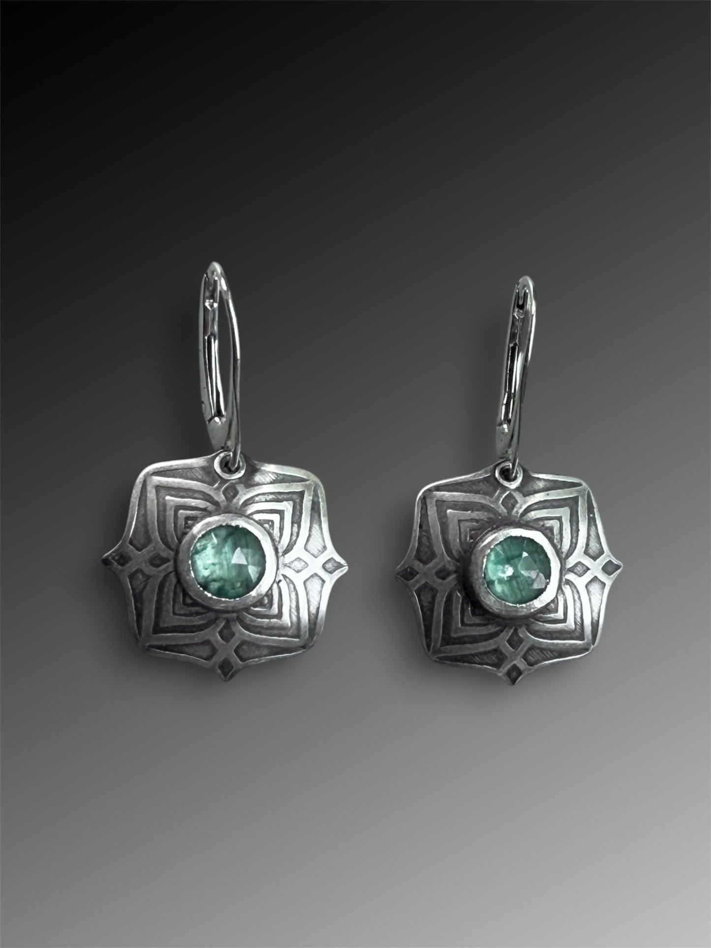 Green Kyanite Domed Earrings