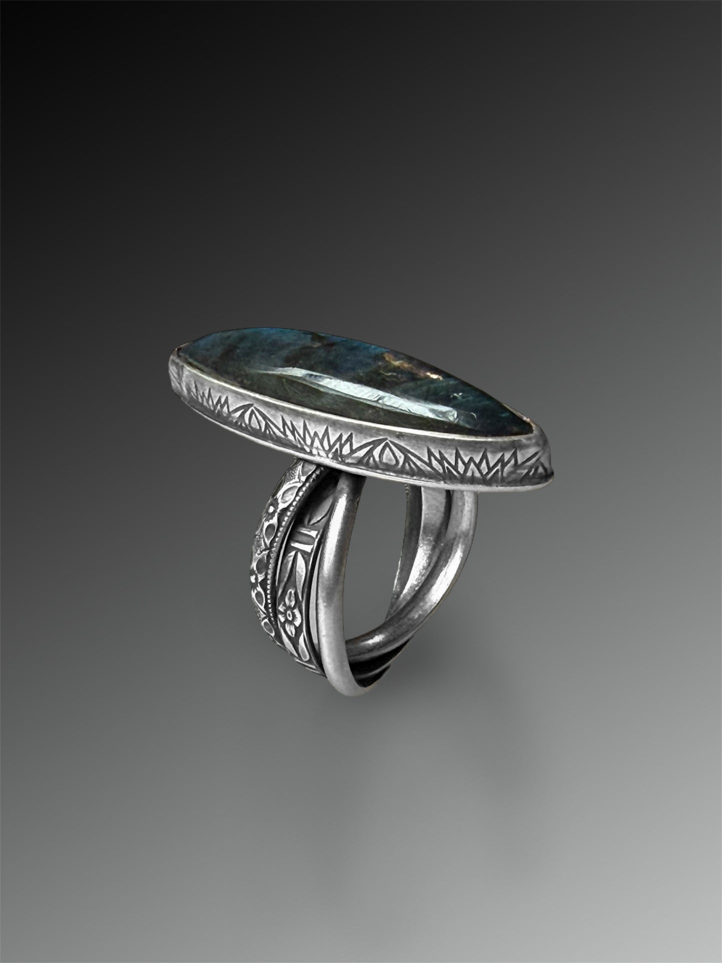 Labradorite Triple-Band Ring, Size 6.25