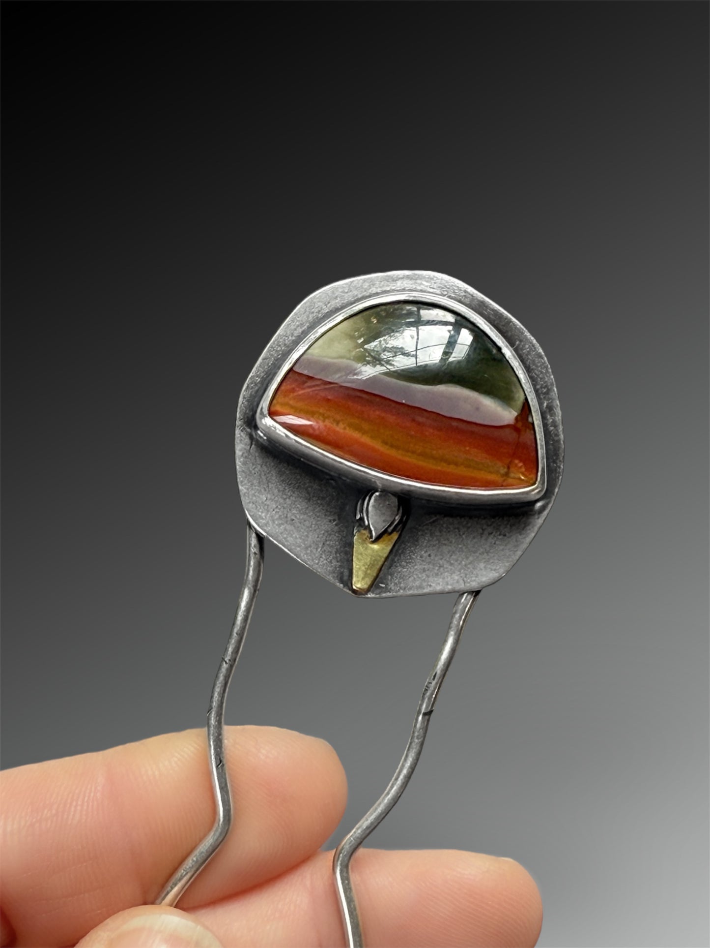 Polychrome Landscape Jasper Hair Pin/Fork