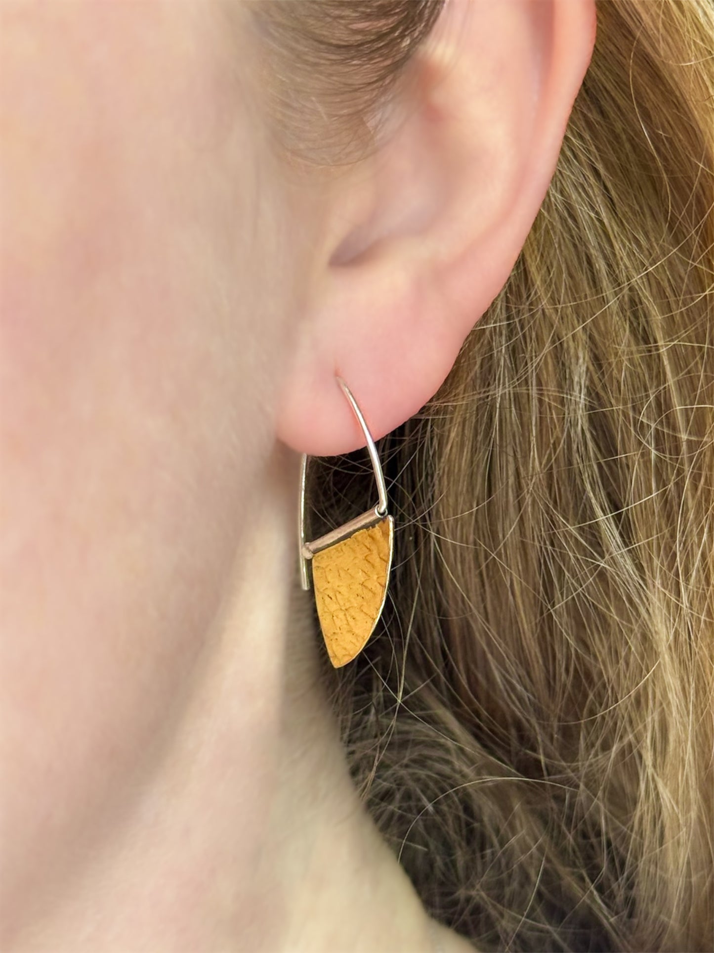 Reversible Hinged Leaf Earrings with 24k Gold and Rose Garden/Shattered Patterns