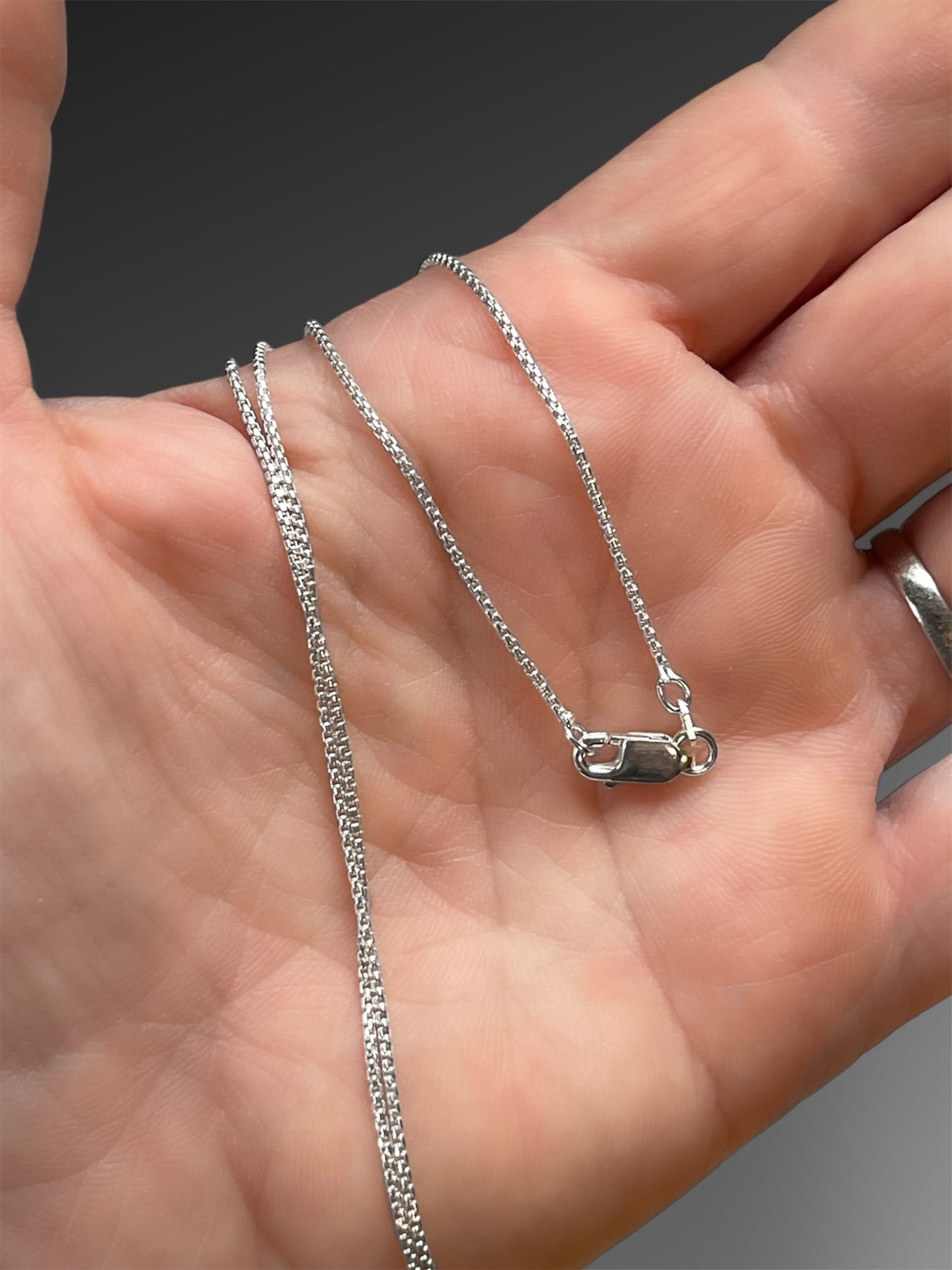 18” Sterling Silver Box Chain, 1.1mm diameter