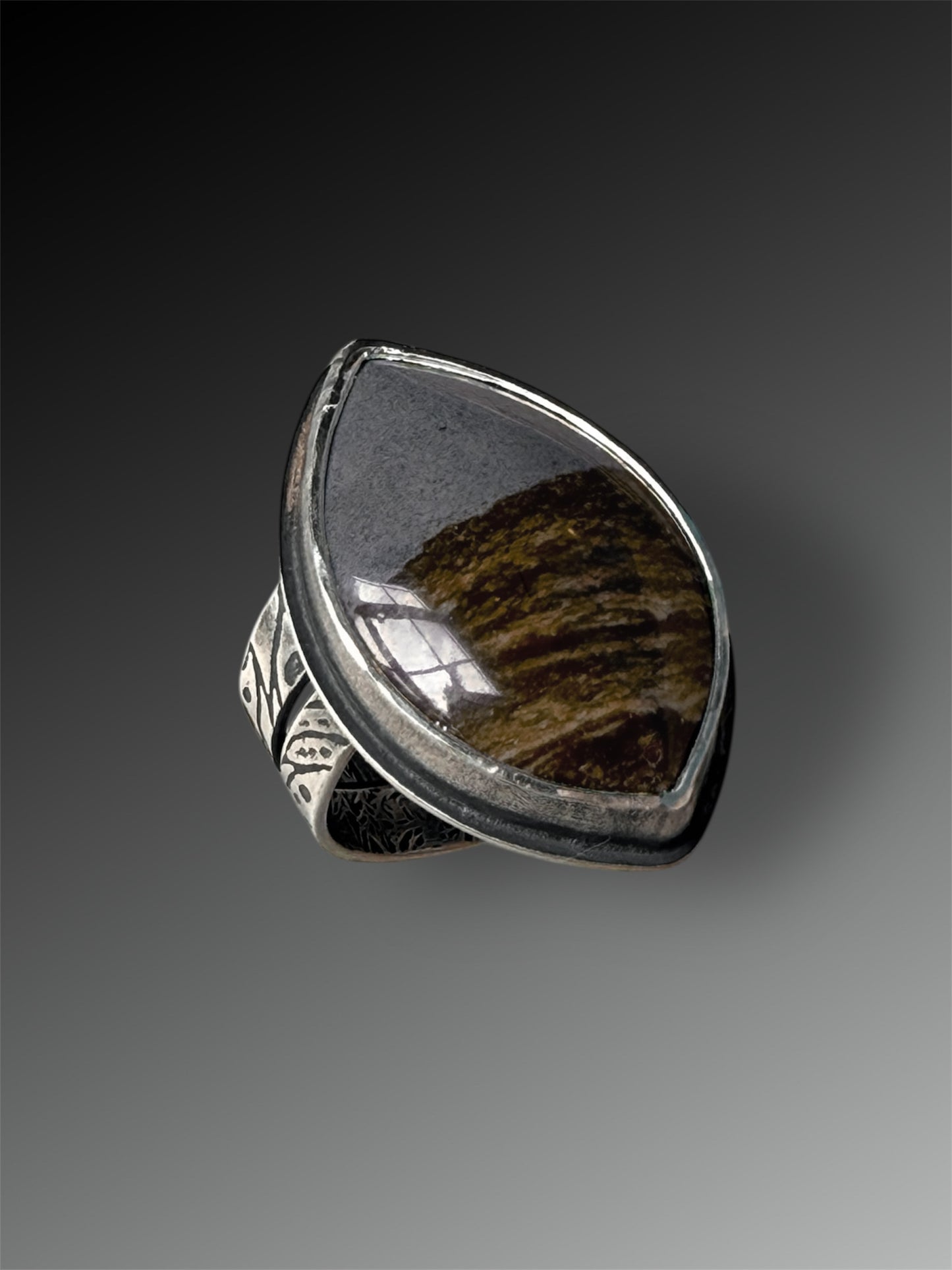 Disaster Peak Picture Jasper Ring, Size 9.25