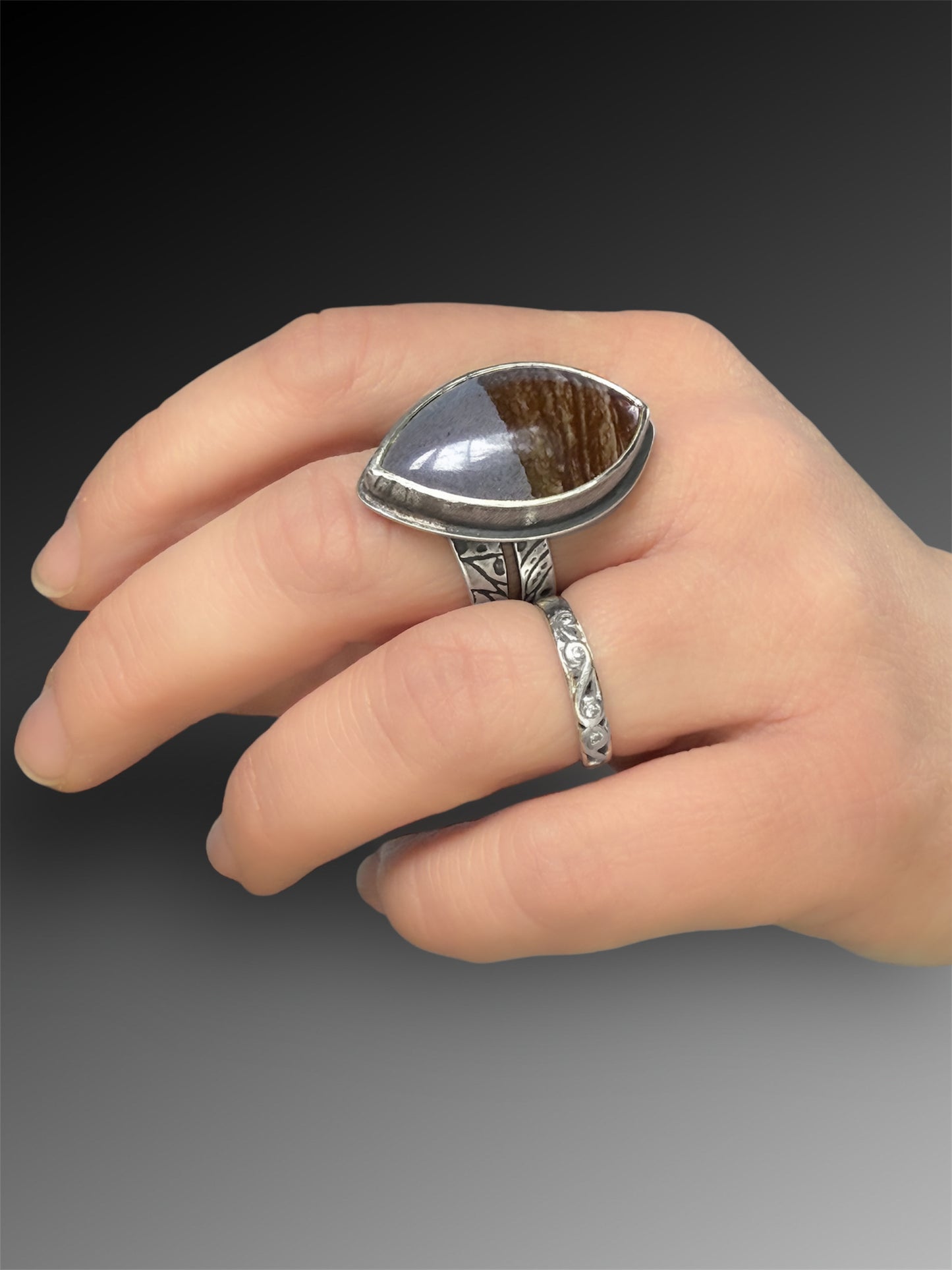 Disaster Peak Picture Jasper Ring, Size 9.25
