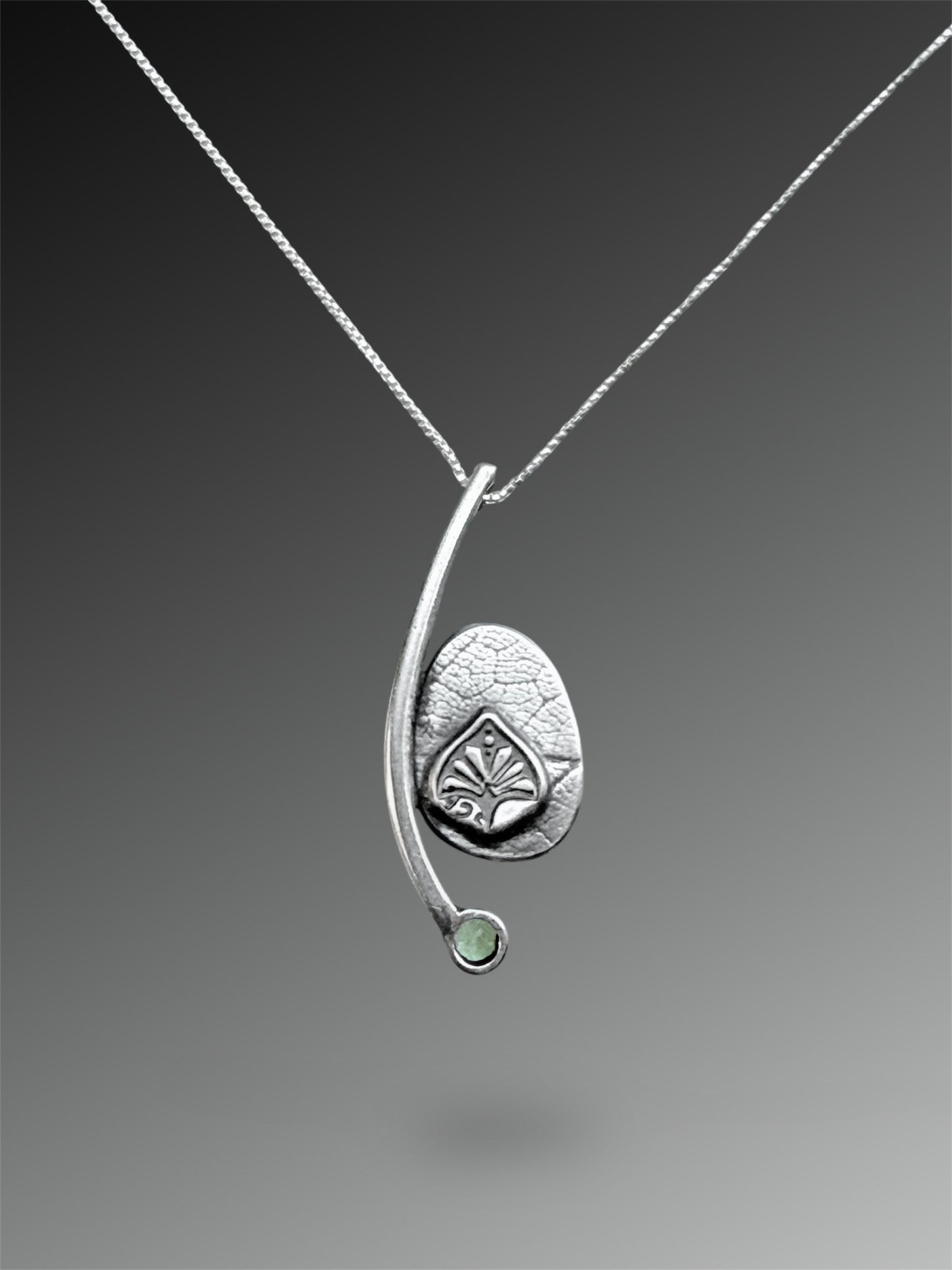 Crescent Curve Necklace with Strawberry Quartz and Peridot