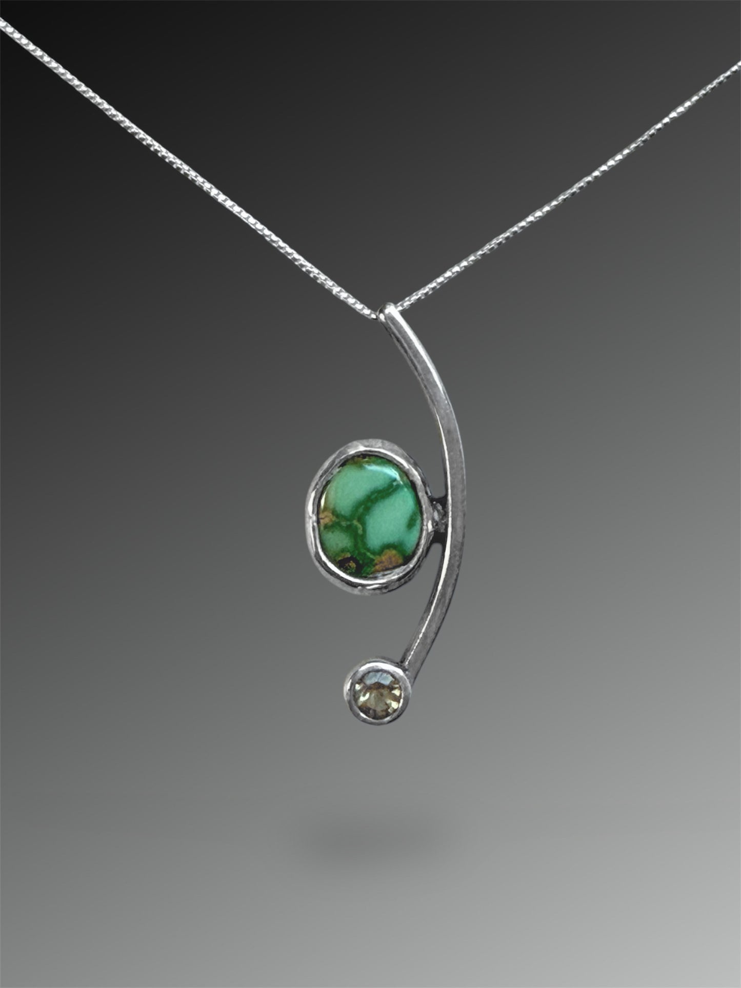 Crescent Curve Necklace with Sonoran Gold Turquoise and Citrine