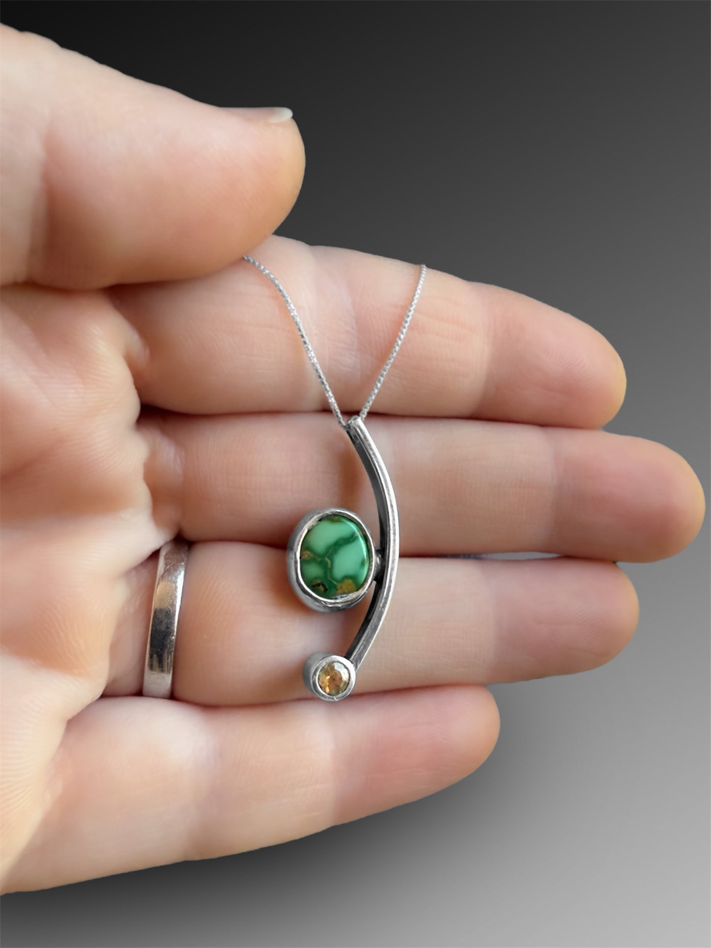 Crescent Curve Necklace with Sonoran Gold Turquoise and Citrine