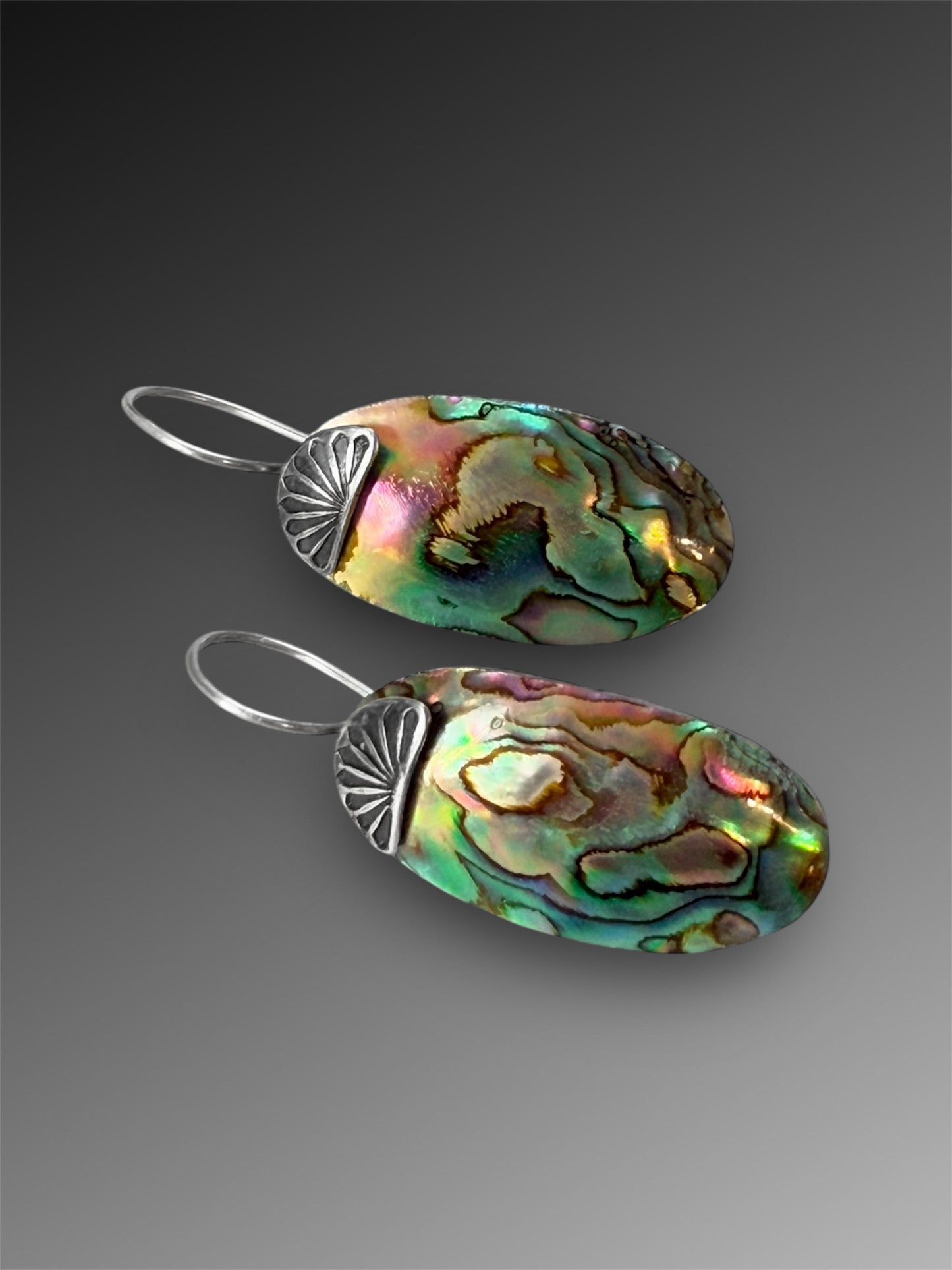 Paua Shell (Abalone) Earrings With Sunburst Ear Hooks