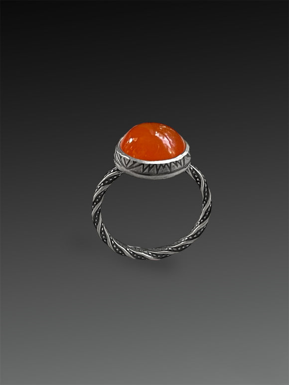 Carnelian Ring with Twisted Band, size 4.75