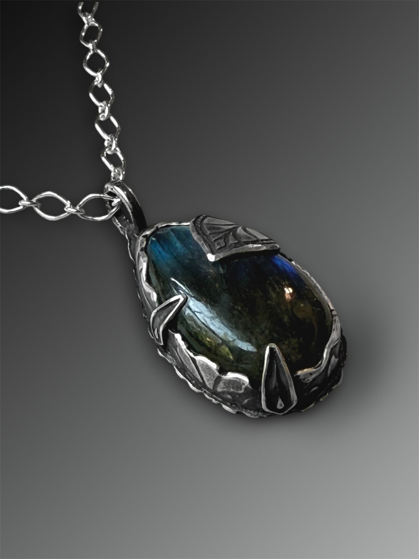 Labradorite Pendant with Stamped Prongs