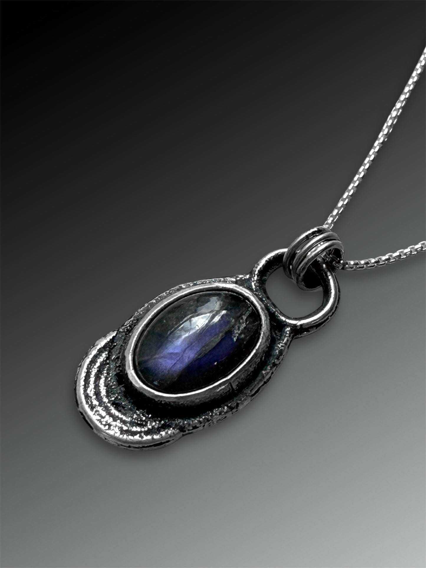 Purple Labradorite Fused Silver Necklace