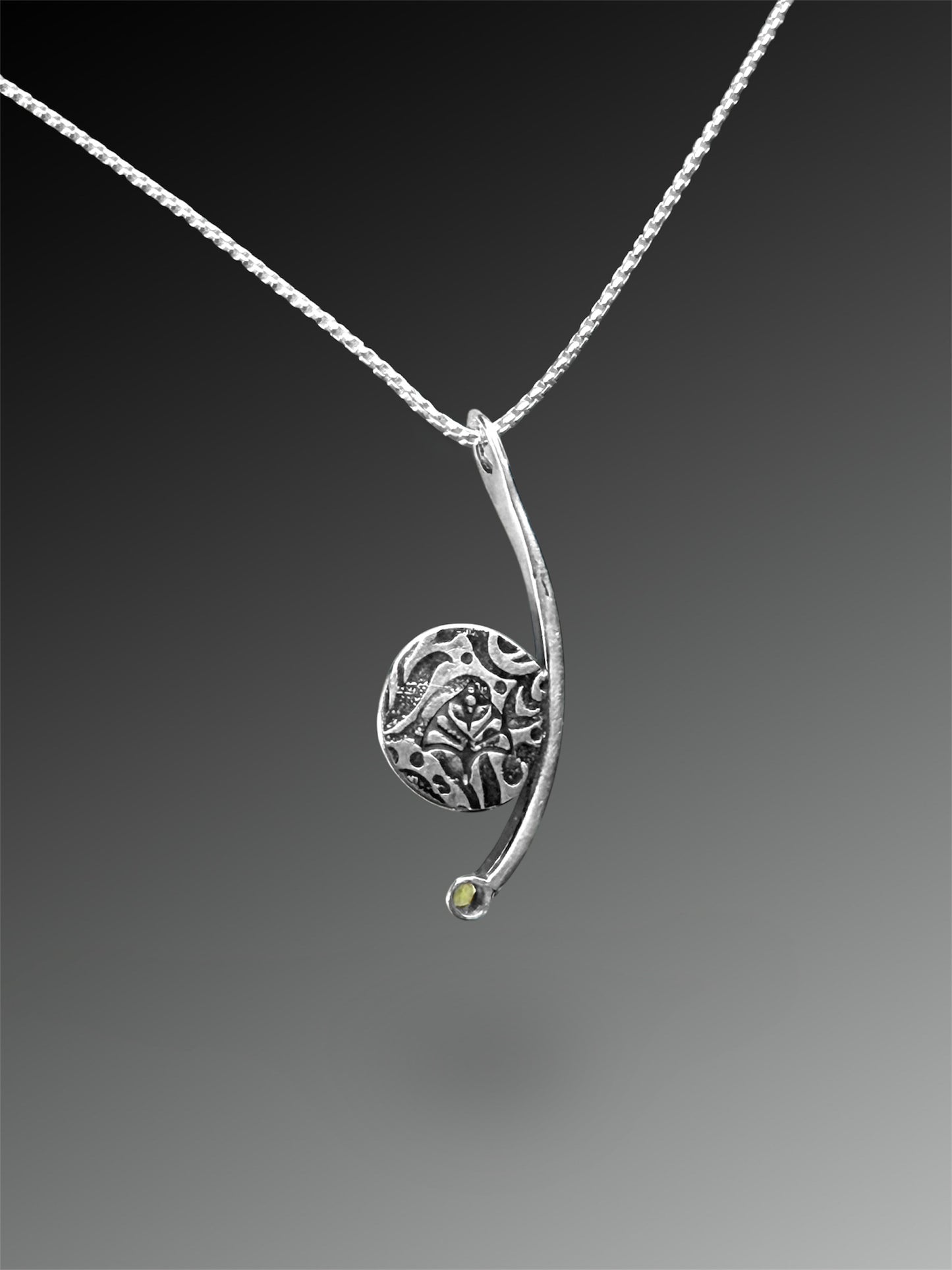 Crescent Curve Necklace with Spessartine Garnet and Yellow Sapphire