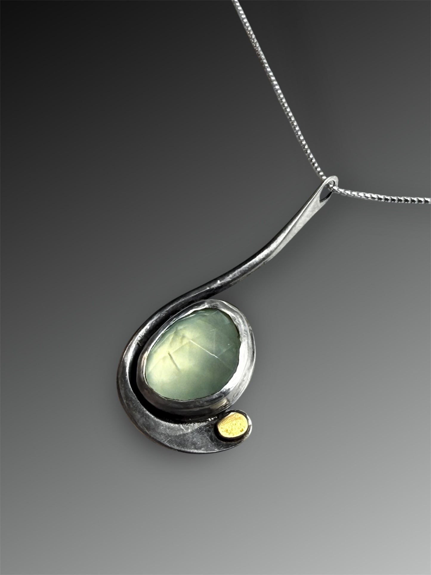 Prehnite Necklace with J-Shaped Bail