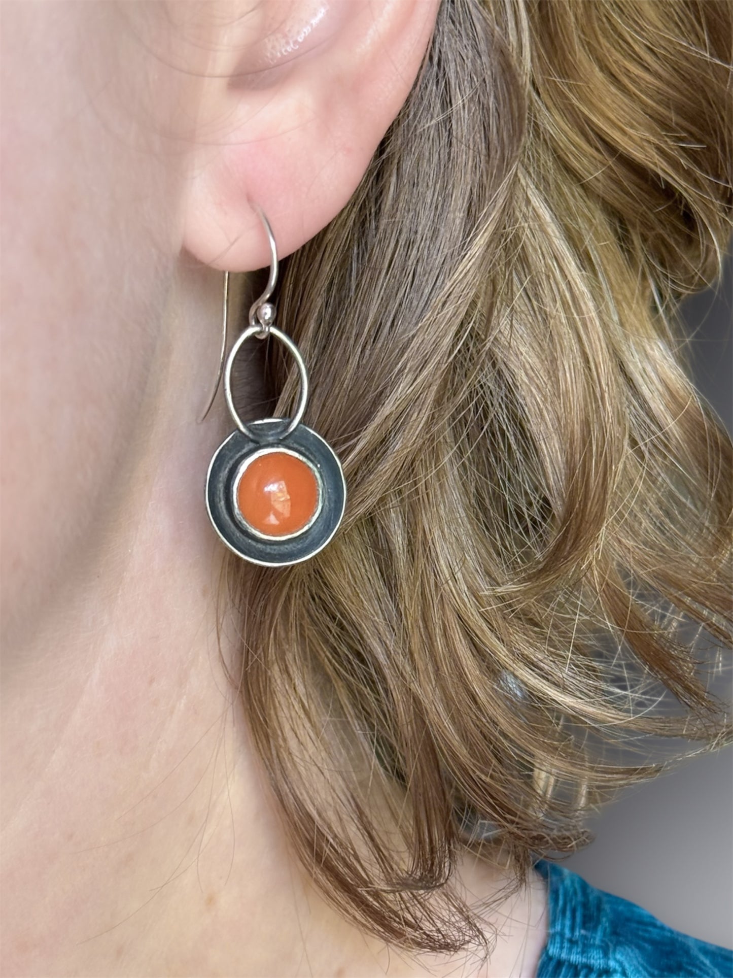 Carnelian Round Earrings