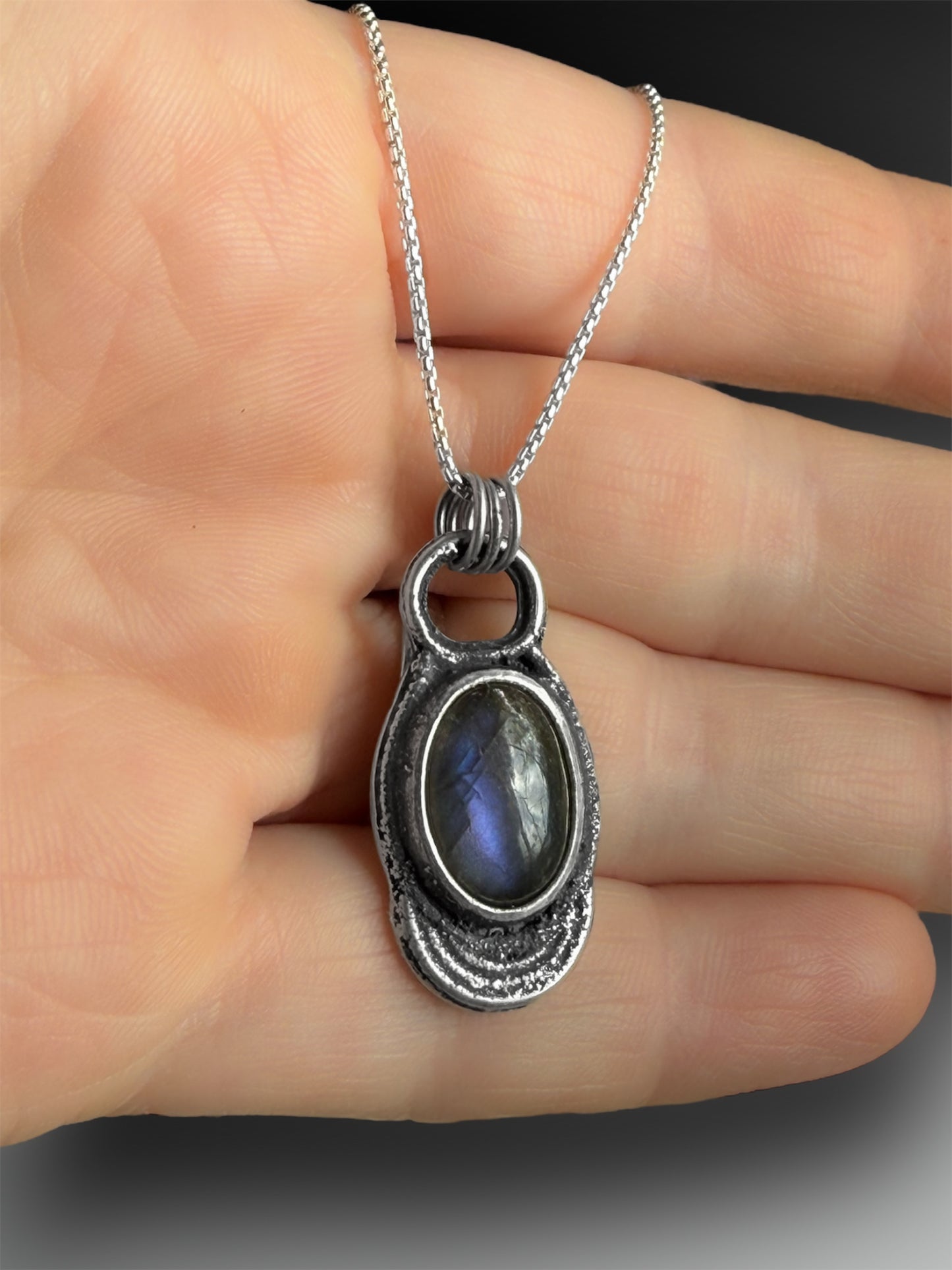 Purple Labradorite Fused Silver Necklace