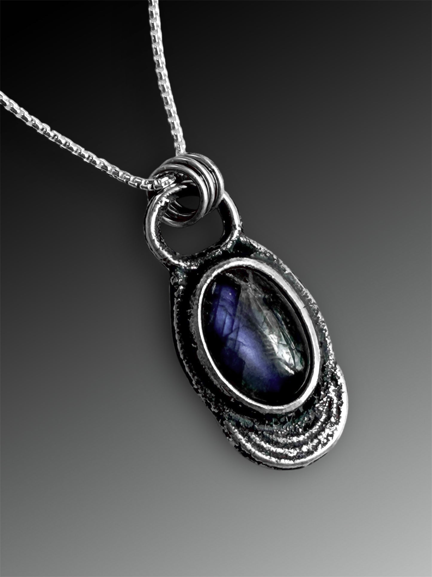 Purple Labradorite Fused Silver Necklace