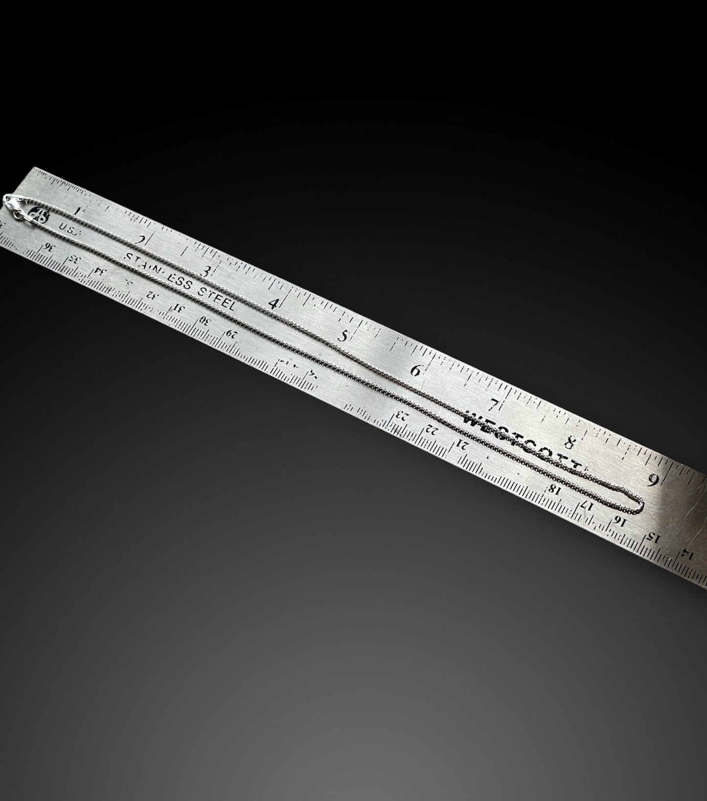 18” Sterling Silver Box Chain, 1.1mm diameter