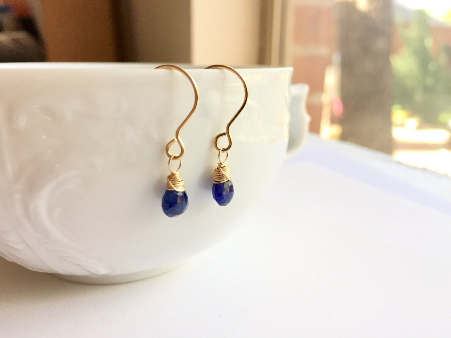 Blue Sapphire Drop Earrings