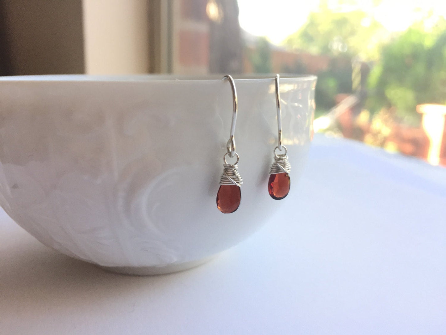 Garnet Drop Earrings