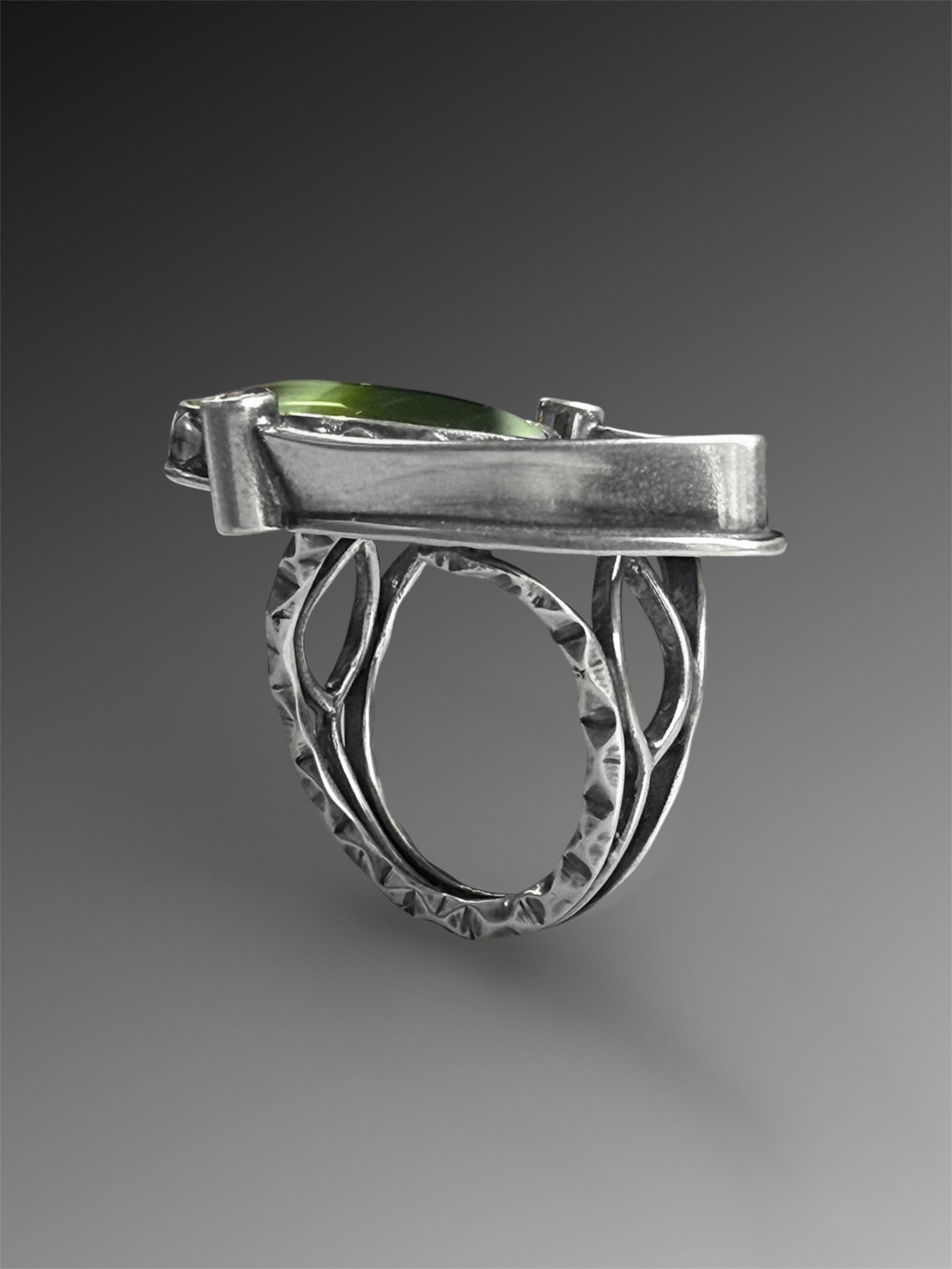 Gap Ring with Imperial Jasper and Tourmaline, Size 7.75-10