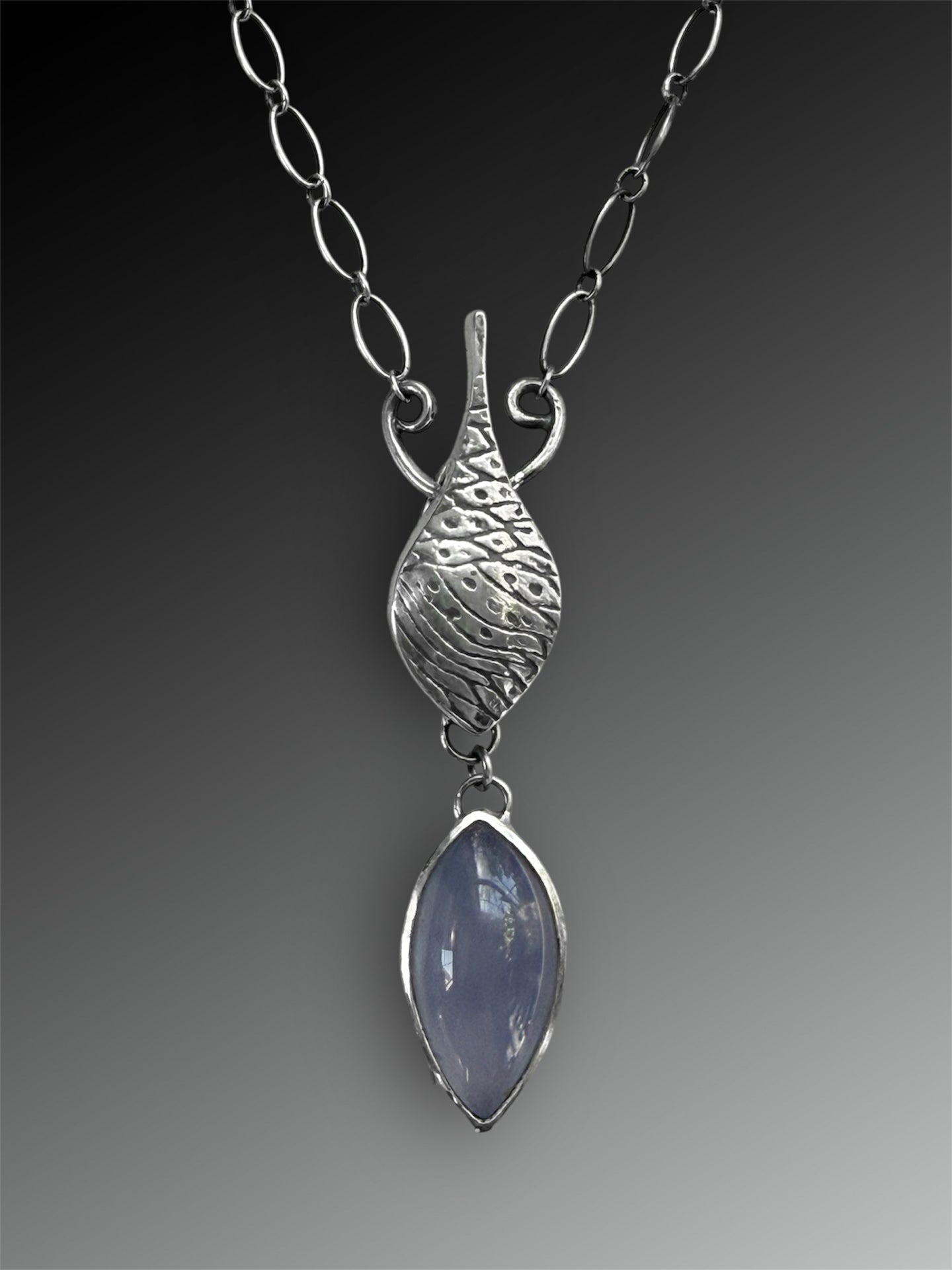 Amphora Key Clasp Necklace with Blue Chalcedony
