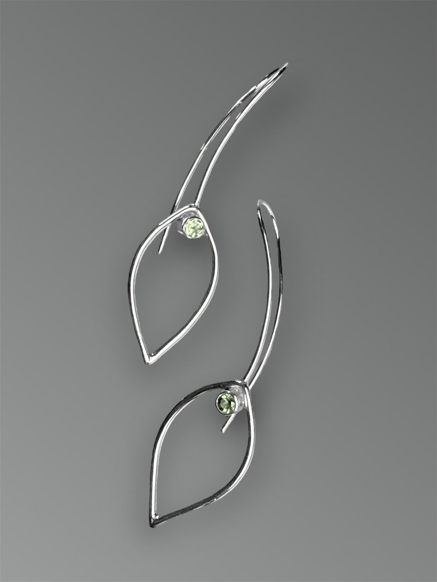 Peridot Curved Leaf Earrings