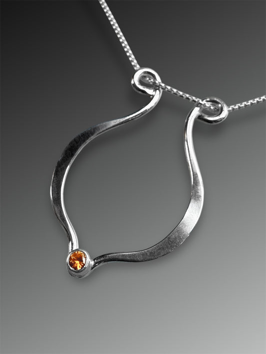 Lyre Ring Holder Necklace with Orange Sapphire