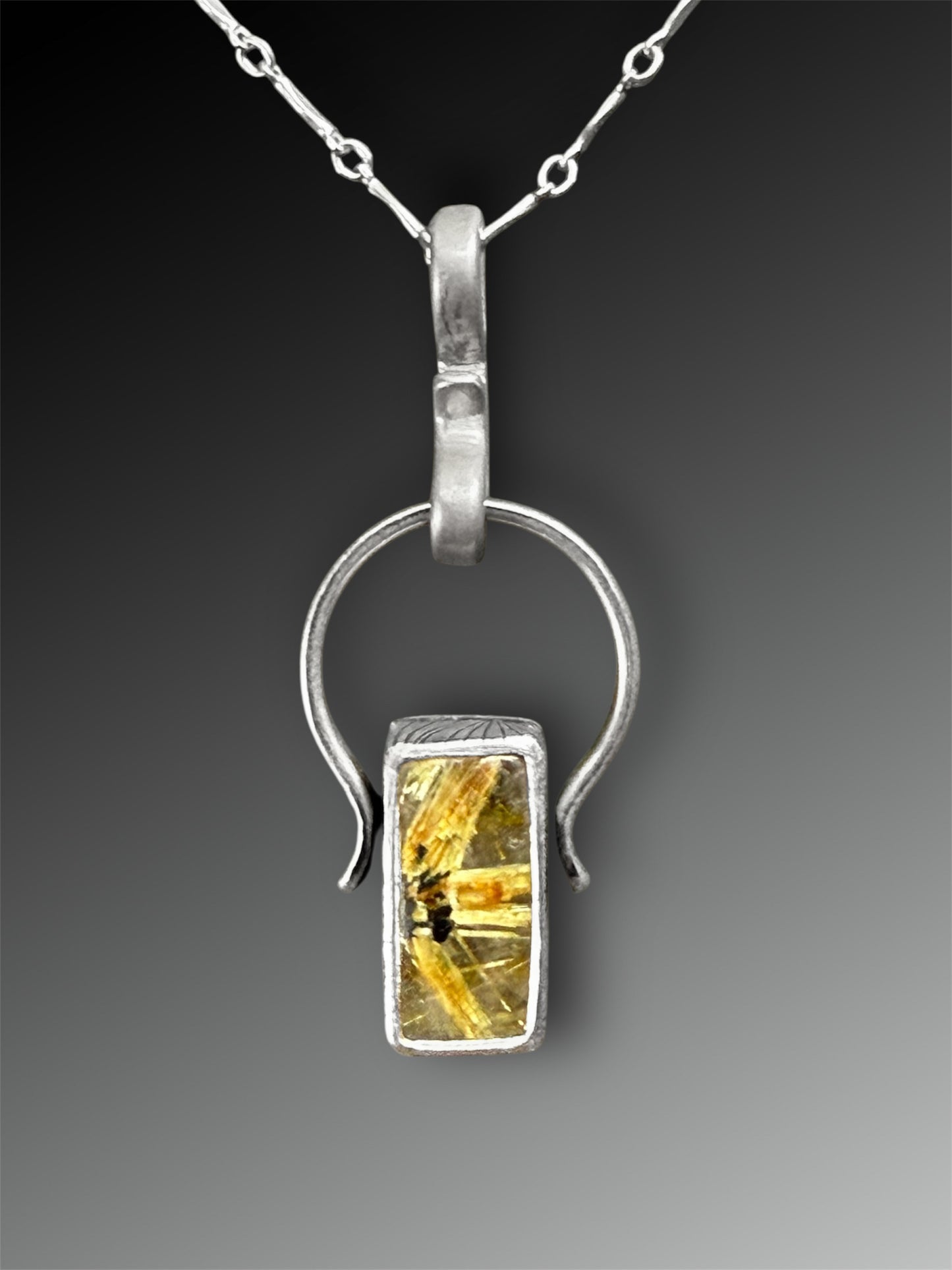 Star Rutilated Quartz Convertible Necklace & Ring, Size 8