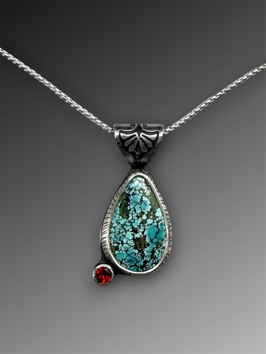 Hubei Turquoise Necklace with Garnet