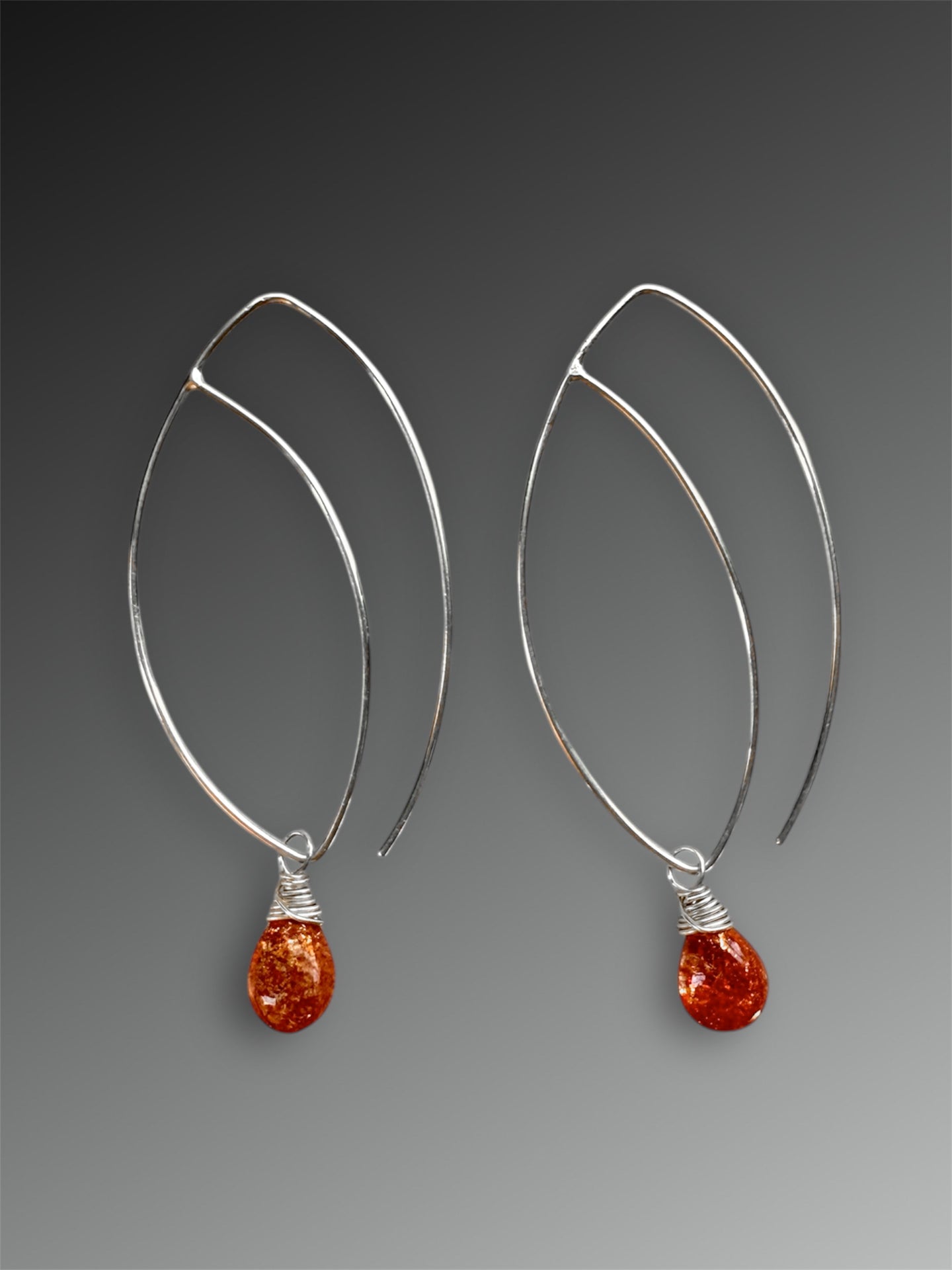 Crescent Hoop Earrings with Sunstone