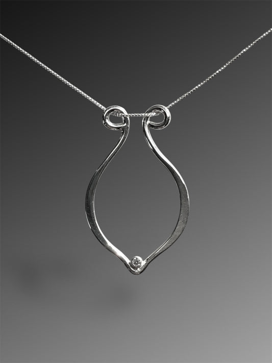 Lyre Ring Holder Necklace with Lab-Grown Diamond