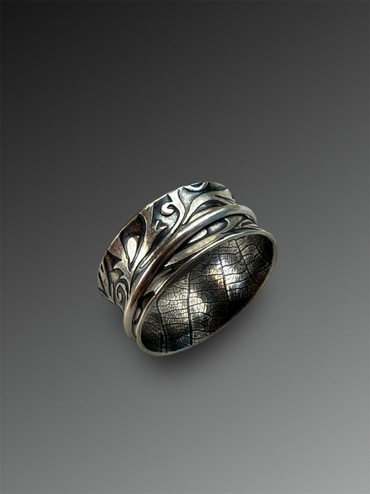 Reserved for Brian: Sterling Silver Spinner Ring, size 12