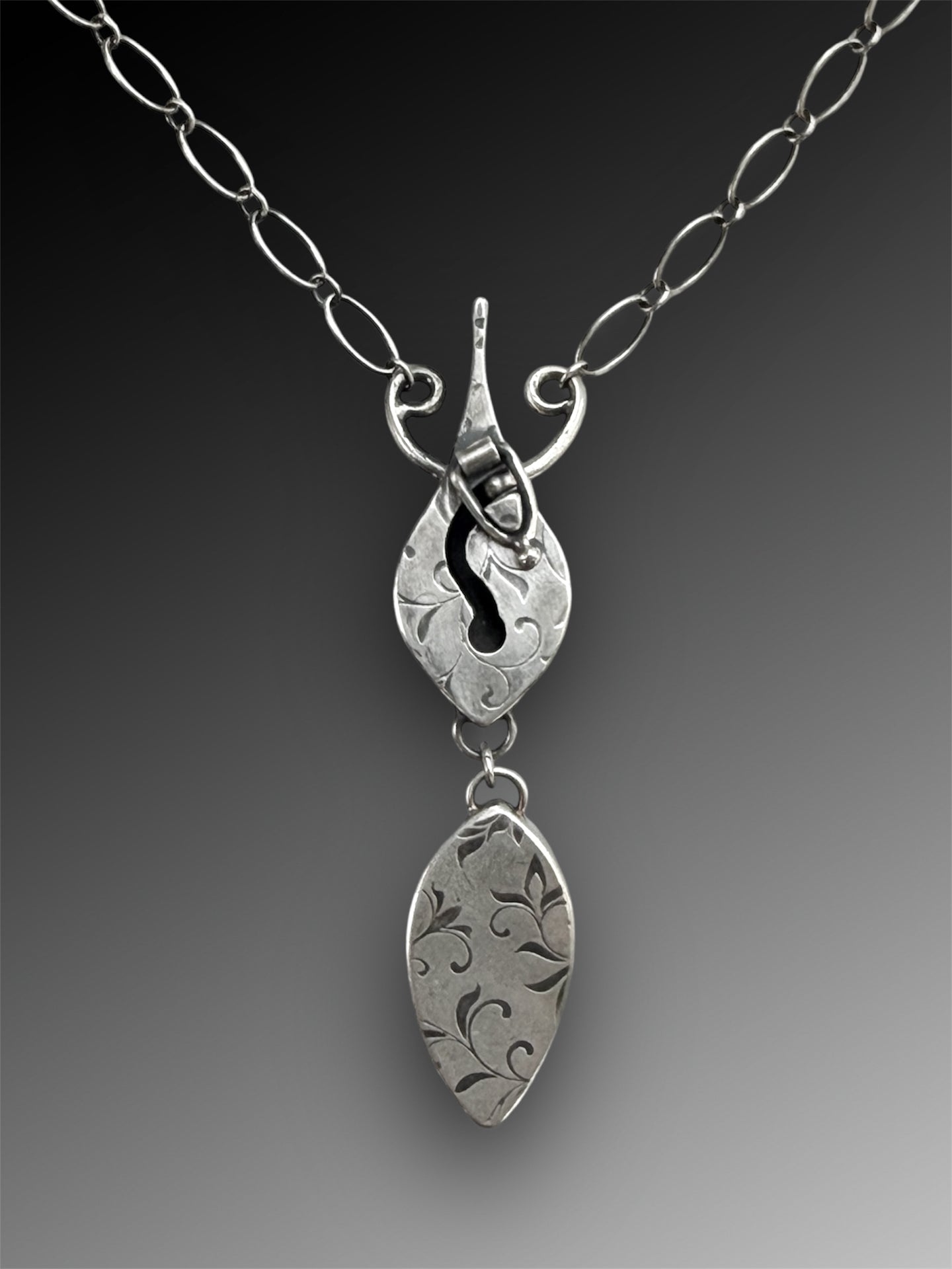 Amphora Key Clasp Necklace with Blue Chalcedony