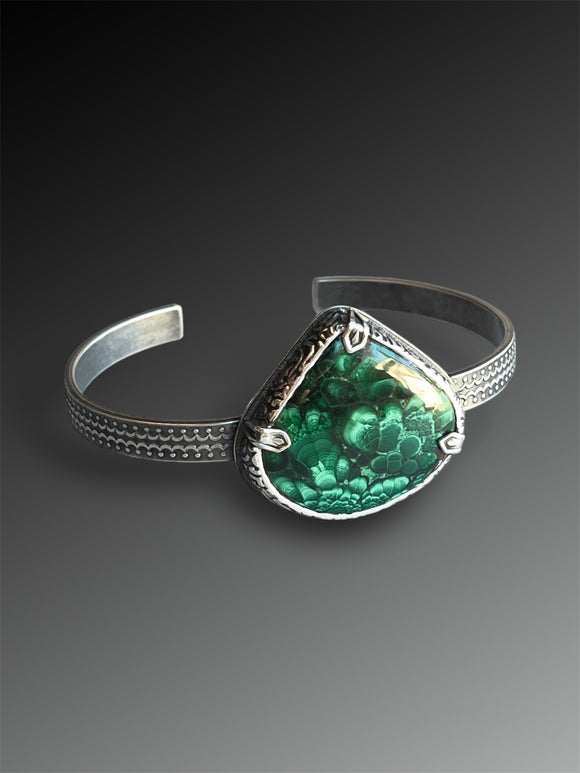 Malachite Cuff with Stamped Prongs