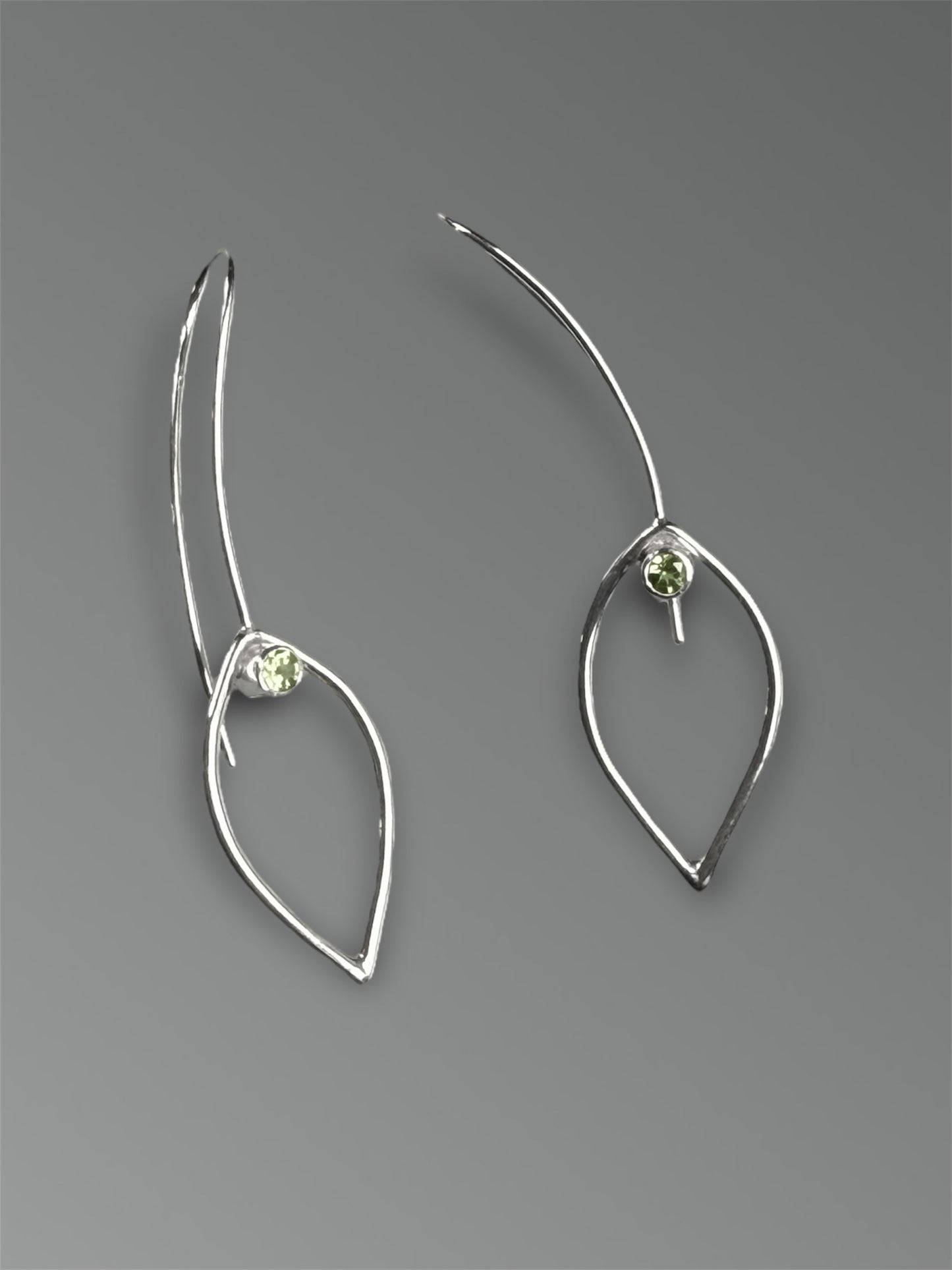 Peridot Curved Leaf Earrings