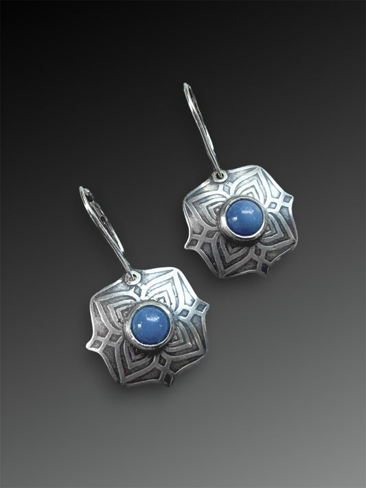 Peruvian Blue Opal Domed Earrings