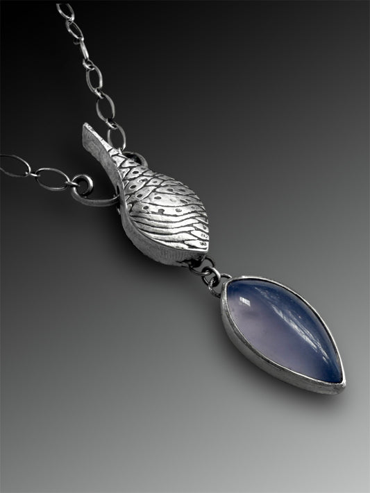 Amphora Key Clasp Necklace with Blue Chalcedony