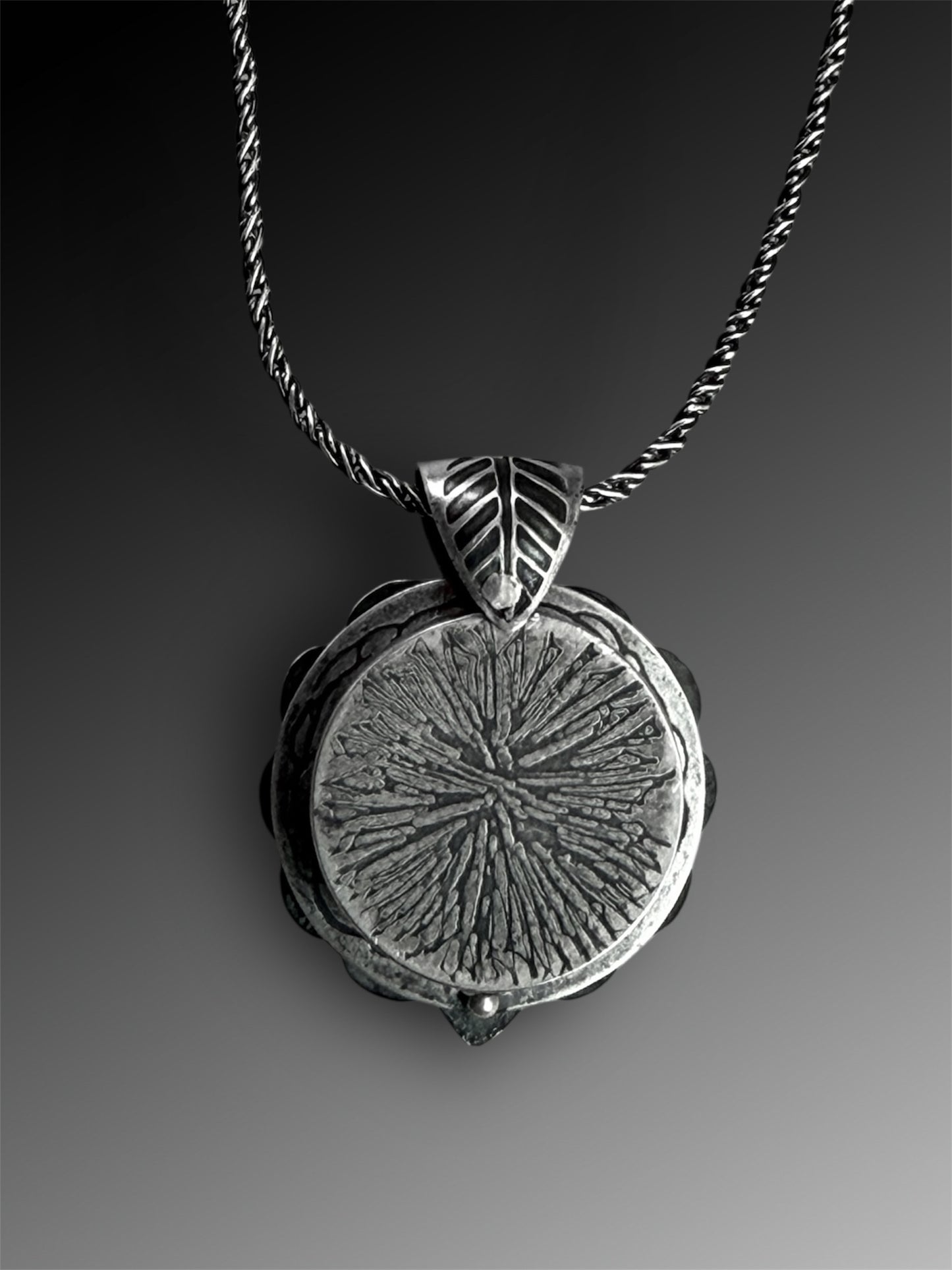 “Twilight Tree” Swivel Story Locket with White River Turquoise