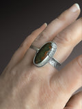 Chrome Chalcedony Ring with Flared Band, size 7.5