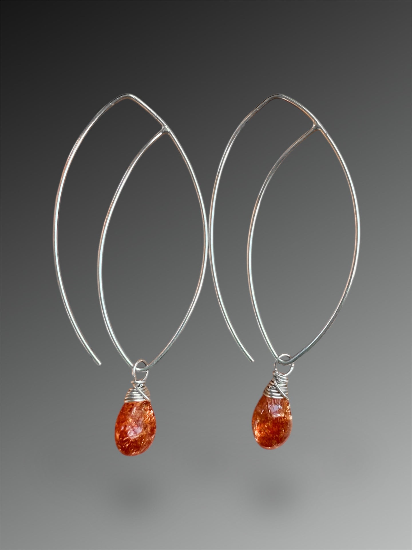 Crescent Hoop Earrings with Sunstone