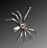 Sterling Silver Spider with Garnet