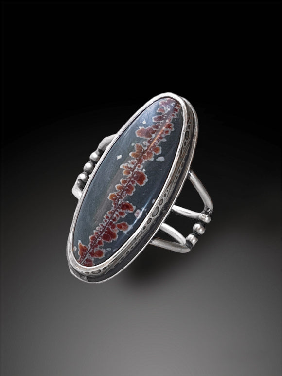 Sonoran Dendritic Rhyolite Split Band Ring, Size 7.5