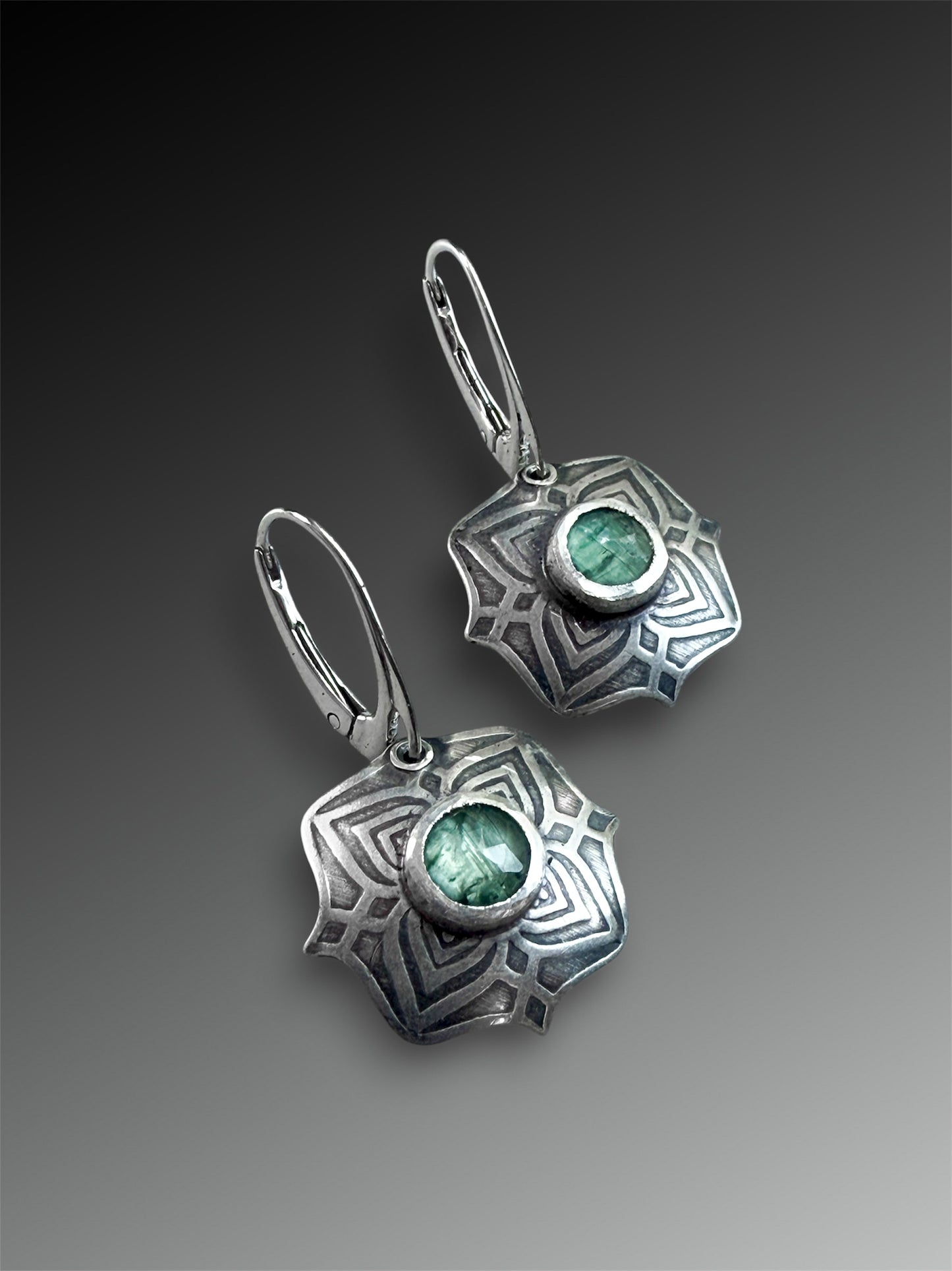 Green Kyanite Domed Earrings
