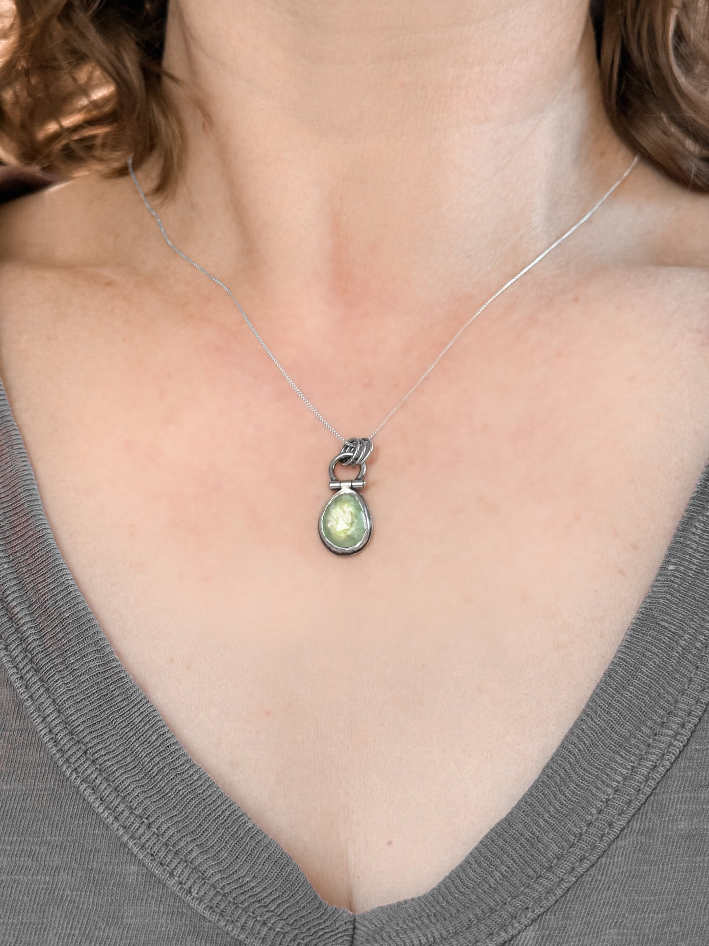Prehnite Hinged Pendant