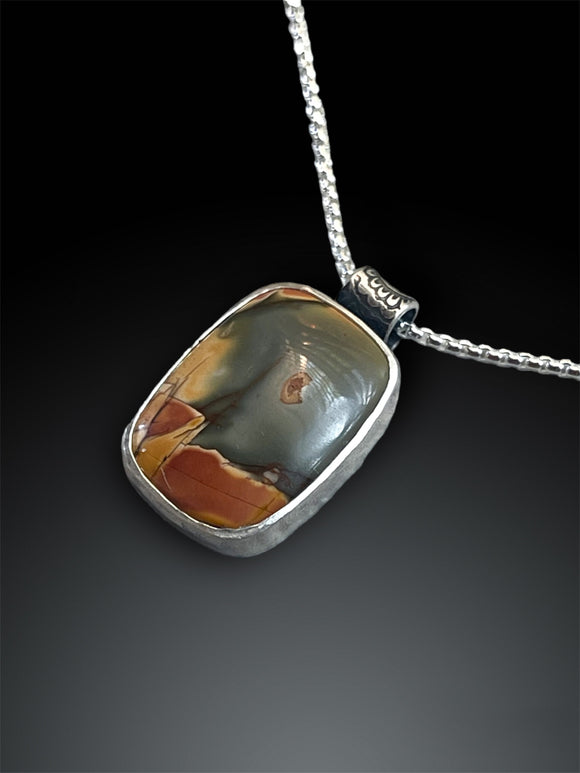 Red Creek Jasper Necklace with Sunflower on the Reverse