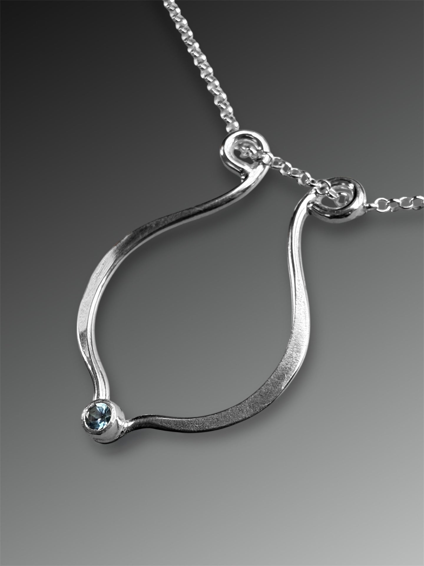 Lyre Ring Holder Necklace with Blue Montana Sapphire