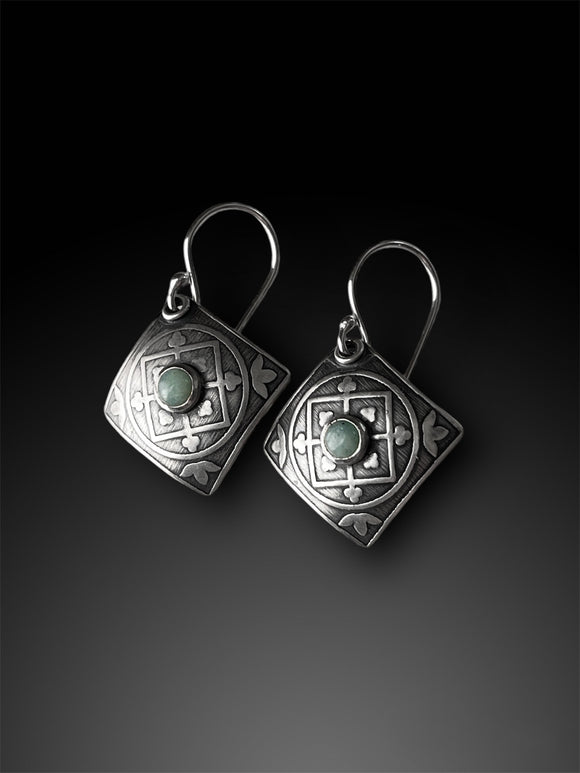 Patterned Tile Earrings with Amazonite