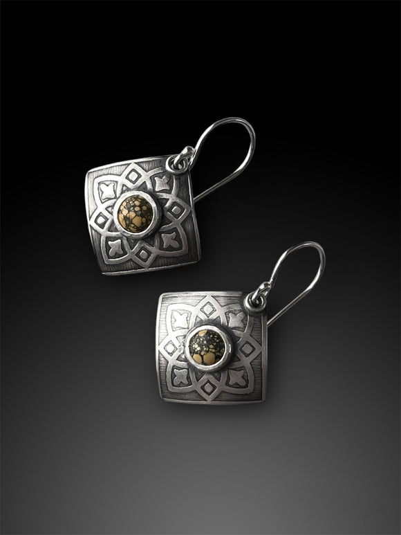 Patterned Tile Earrings with Yellow New Lander