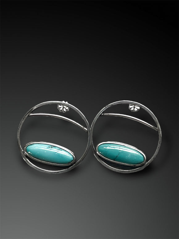 Hubei Turquoise Hoop Post Earrings
