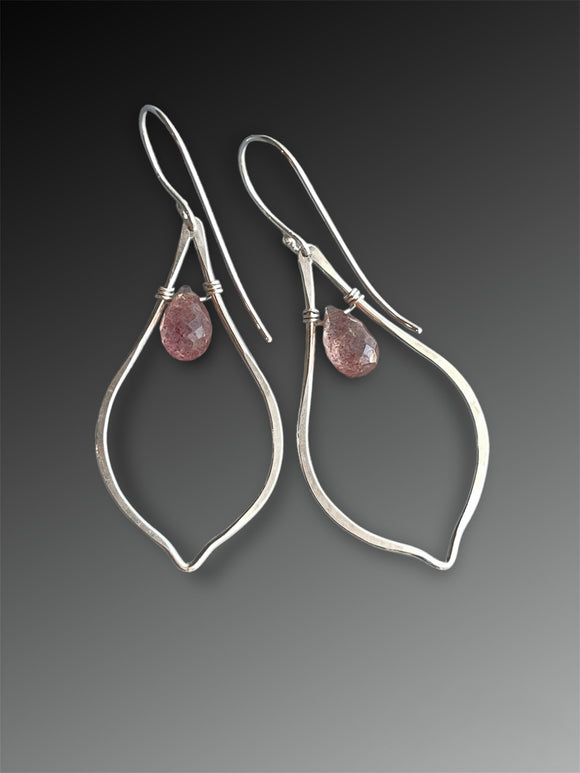 Strawberry Quartz Lotus Petal Earrings